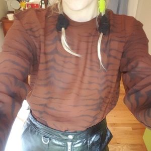 Sheer tiger stripe zebra leopard blouse